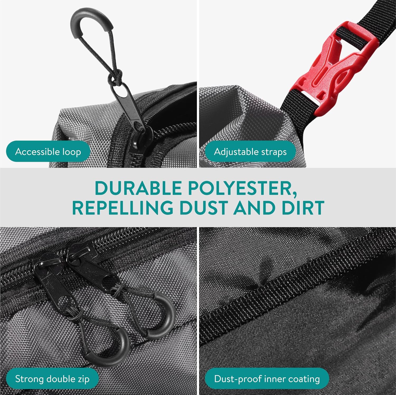 Navaris Ski Bag for Men and Women - Ski Bag for 1 Pair of Skis and Poles with Zipper, 2 Straps with Buckles and Carrying Handle - 2 Sizes - 3