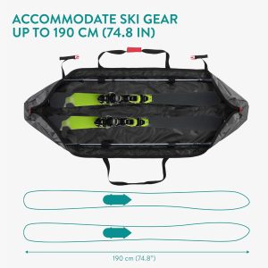 Navaris Ski Bag for Men and Women - Ski Bag for 1 Pair of Skis and Poles with Zipper, 2 Straps with Buckles and Carrying Handle - 2 Sizes - 4