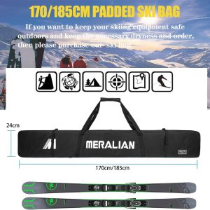 Padded Ski Bag,Waterproof Full Padded Single Ski Travel Bag with Adjustable Shoulder Strap. - 3