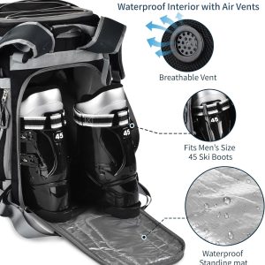 55L-70L Expandable Ski Boot Bag – Waterproof, Durable with Helmet Compartment – Ideal for Ski & Snowboard Gear – Men & Women - 2