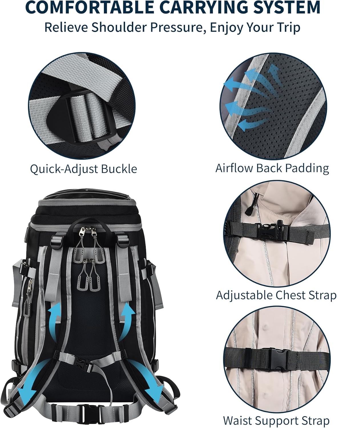 55L-70L Expandable Ski Boot Bag – Waterproof, Durable with Helmet Compartment – Ideal for Ski & Snowboard Gear – Men & Women - 3