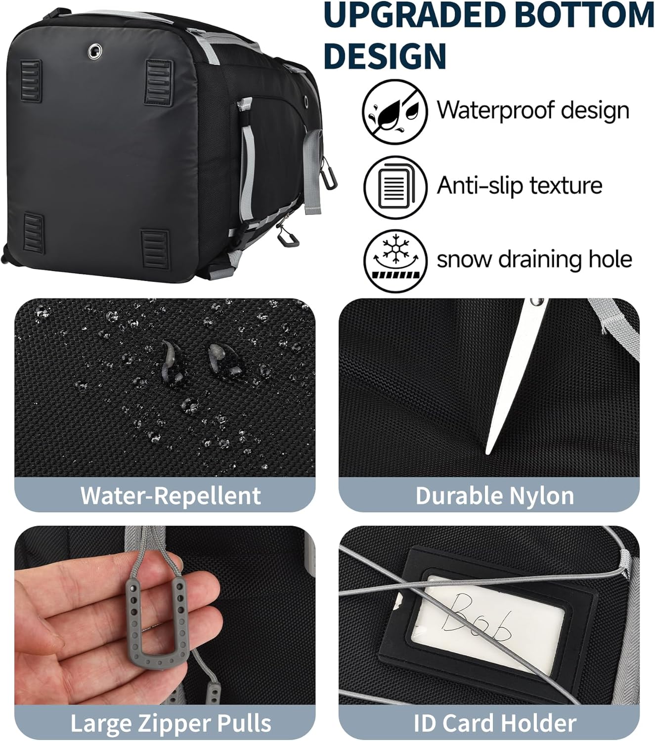 55L-70L Expandable Ski Boot Bag – Waterproof, Durable with Helmet Compartment – Ideal for Ski & Snowboard Gear – Men & Women - 4