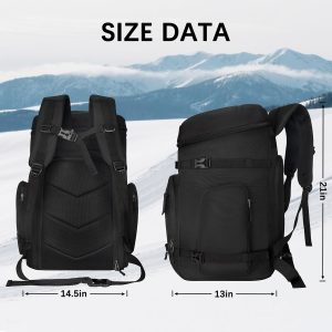 65L Waterproof Ski Boot Bag, Heavy Duty Snowboard Backpack for Helmet Goggles Gear, Air Travel Winter Sports Bag - 4