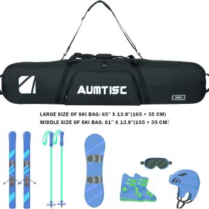 AUMTISC Padded Snowboard Bag for Air Travel, Snowboard Travel Bags for Flying with Gear Pockets, Available Length in 155cm - 165cm - Ajustblae 156-181cm - 2
