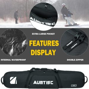 AUMTISC Padded Snowboard Bag for Air Travel, Snowboard Travel Bags for Flying with Gear Pockets, Available Length in 155cm - 165cm - Ajustblae 156-181cm - 4