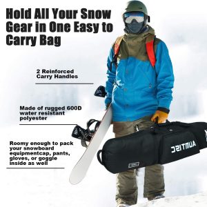 AUMTISC Padded Snowboard Bag for Air Travel, Snowboard Travel Bags for Flying with Gear Pockets, Available Length in 155cm - 165cm - Ajustblae 156-181cm - 6