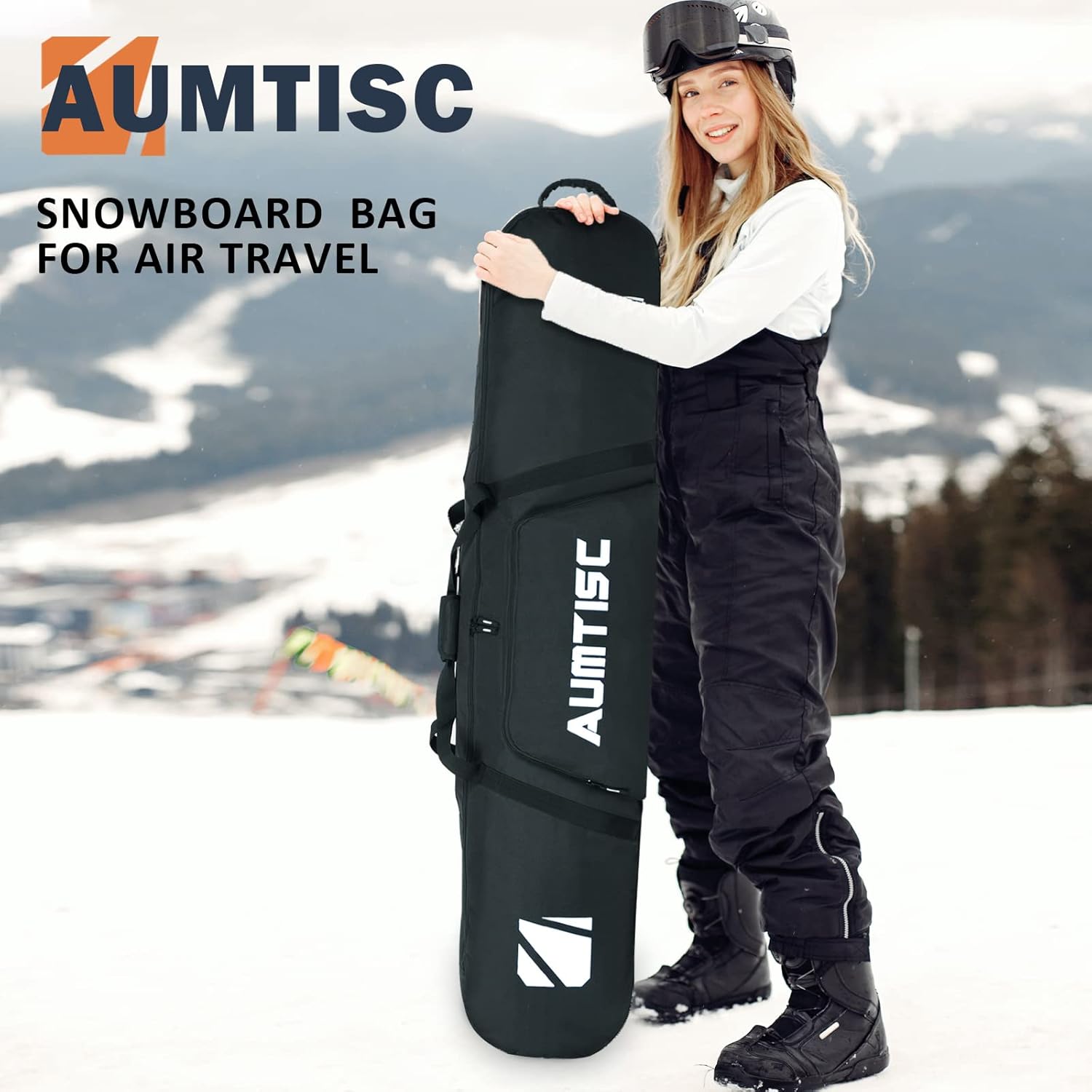 AUMTISC Padded Snowboard Bag for Air Travel, Snowboard Travel Bags for Flying with Gear Pockets, Available Length in 155cm - 165cm - Ajustblae 156-181cm - 8