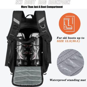 KEOFID 50L Ski Boot Bag Backpack, Waterproof Ski Bag, Travel Backpack for Ski Helmet, Snowboard - 2
