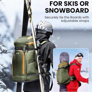 OutdoorMaster Ski Boot Bag, 65L Snowboard Boots Travel Backpack for Helmet, Ski Shoes, Goggles, Gloves and Accessories, Waterproof Exterior & Bottom - 2