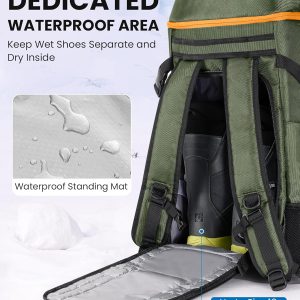 OutdoorMaster Ski Boot Bag, 65L Snowboard Boots Travel Backpack for Helmet, Ski Shoes, Goggles, Gloves and Accessories, Waterproof Exterior & Bottom - 5
