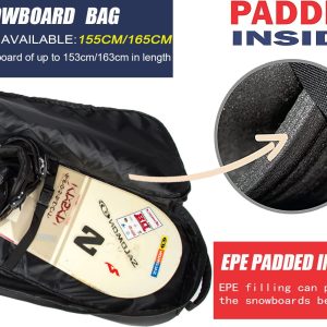 Padded Snowboard Bag- Perfect for Air Plane Travel for Snowboard, Goggles, Gloves, Ski Outdoor Camping,Available Length in 155cm 165cm. - 2