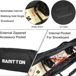 Padded Snowboard Bag- Perfect for Air Plane Travel for Snowboard, Goggles, Gloves, Ski Outdoor Camping,Available Length in 155cm 165cm. - 4