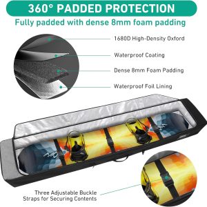 Padded Snowboard Bag Store & Transport Snowboards-Skis Up to 65 Inches, Ski Bag Waterproof Snowboard Bag for Air Travel - 2