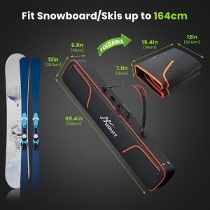 Padded Snowboard Bag, Waterproof Snowboard Travel Bags for Air Travel Flying - 1680D Reinforced, with Mesh Pocket, Ski Pole Pocket - 2