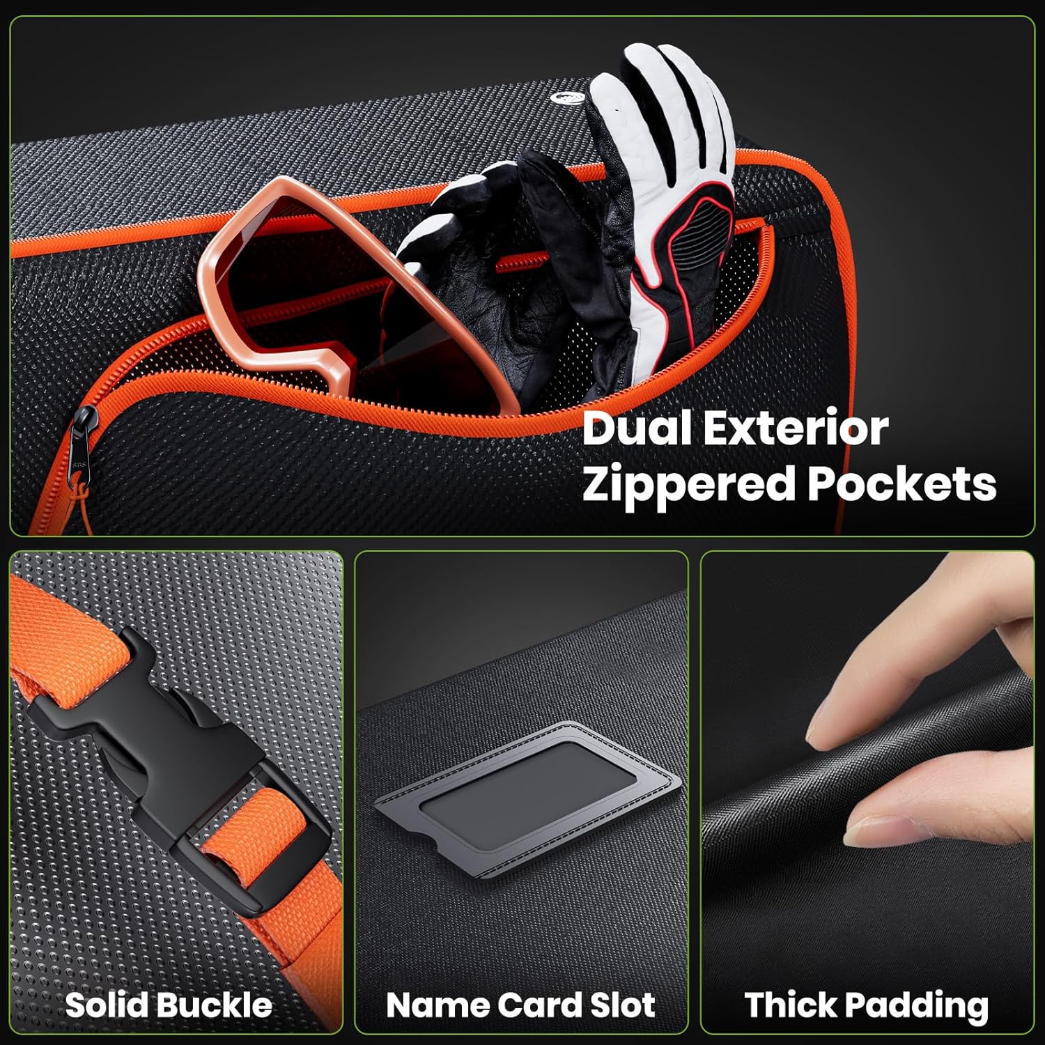 Padded Snowboard Bag, Waterproof Snowboard Travel Bags for Air Travel Flying - 1680D Reinforced, with Mesh Pocket, Ski Pole Pocket - 5