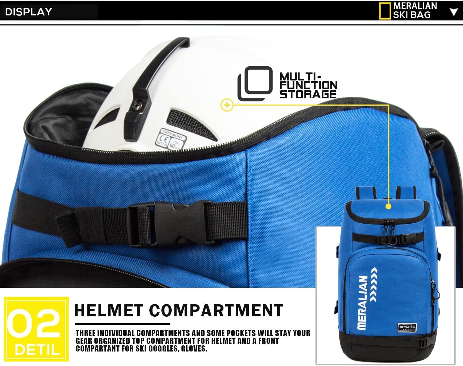 Ski Boot Bag - 50L Ski Boot Travel Backpack Waterproof Snowboard Boot Backpack for Travel Stores Gear Including Helmet, Goggles and Outerwear. - 5