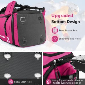 Ski Boot Bag - 65L Padded, Waterproof Ski Travel Backpack for Gear & Accessories - 3