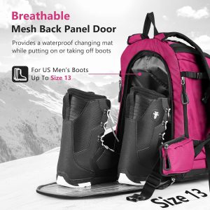 Ski Boot Bag - 65L Padded, Waterproof Ski Travel Backpack for Gear & Accessories - 4