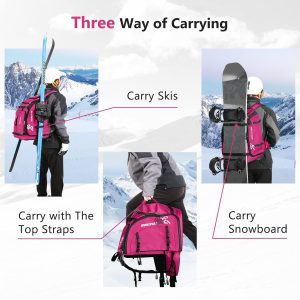Ski Boot Bag - 65L Padded, Waterproof Ski Travel Backpack for Gear & Accessories - 5