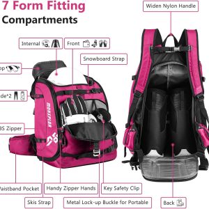 Ski Boot Bag - 65L Padded, Waterproof Ski Travel Backpack for Gear & Accessories - 6
