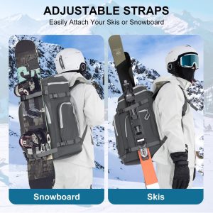 Ski Boot Bag, 65L Waterproof Ski Bag & Snowboard Boot Bag, Travel Backpack for Skis Snowboard Helmet Goggles & Accessories - 6