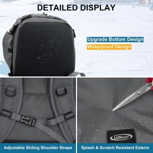 Ski Boot Bag, 65L Waterproof Ski Bag & Snowboard Boot Bag, Travel Backpack for Skis Snowboard Helmet Goggles & Accessories - 7