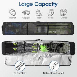 Snowboard Bag for Air Travel, 100% Waterproof Padded Snowboard Ski Bag Fit Board, Boots, Clothes, Helmet and Gear (164cm) - 3