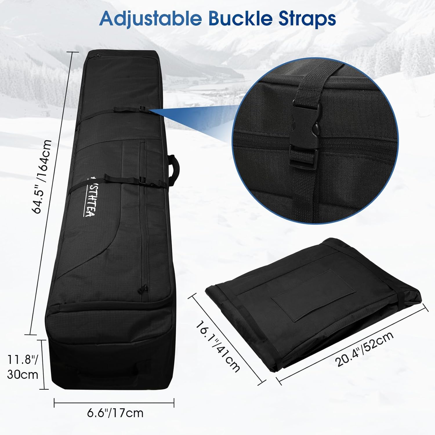 Snowboard Bag for Air Travel, 100% Waterproof Padded Snowboard Ski Bag Fit Board, Boots, Clothes, Helmet and Gear (164cm) - 5