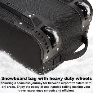 Snowboard Bag with Wheels, Padded Roller Snowboard Bag for Single Snowboard and Snowboard Boots,Available Length in 160cm and 170cm. - 4