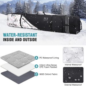 Snowboard & Ski Bag for Air Travel, Waterproof Full Padded Snowboard Bag Fit Board, Boots, Clothes, Helmet and Gear, Adjustable Length Ski Bag(157CM-181CM) - 6