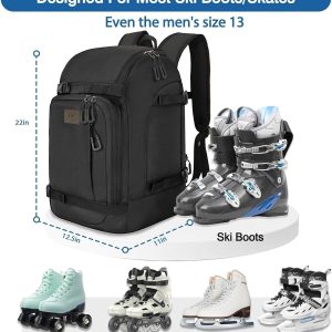 WOLT Ski Boot Bag Backpack - 50L Snowboard Boot Bag for Air Travel for Snow Boots, Ski Helmet, Gloves, Goggles, Skiing Gear - 3