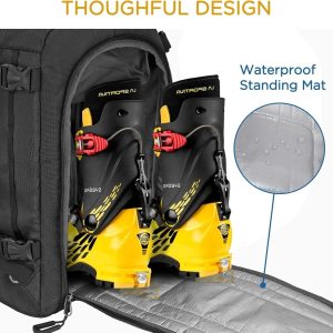 WOLT Ski Boot Bag Backpack - 50L Snowboard Boot Bag for Air Travel for Snow Boots, Ski Helmet, Gloves, Goggles, Skiing Gear - 5