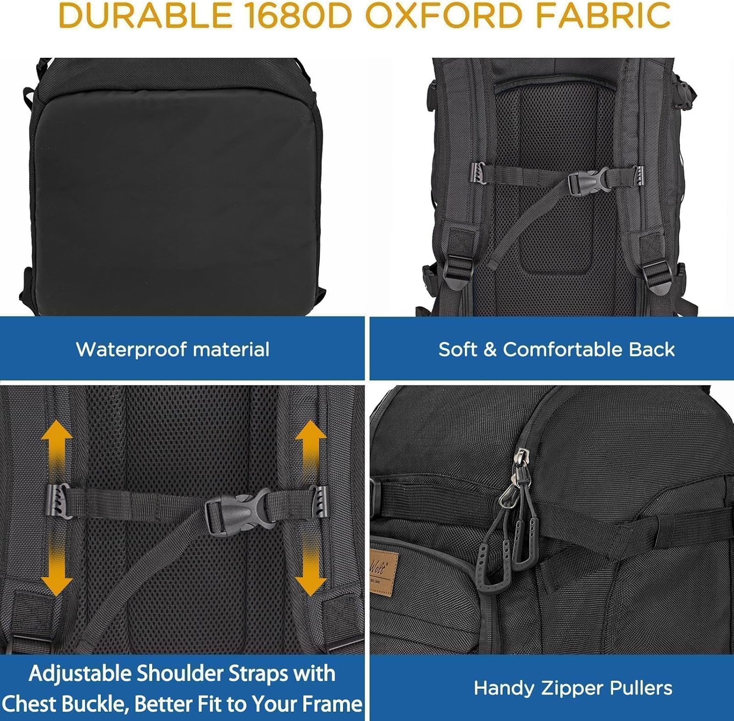 WOLT Ski Boot Bag Backpack - 50L Snowboard Boot Bag for Air Travel for Snow Boots, Ski Helmet, Gloves, Goggles, Skiing Gear - 6