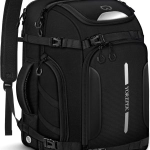 YOREPEK 65L Ski Boot Bag, Waterproof Ski Snowboard Backpack with Clamshell Opening, Separate Compartments for Boots, Helmet, Goggles, Jacket, Pants, Accessories for Adults, Mini Pockets for AirTag - 1