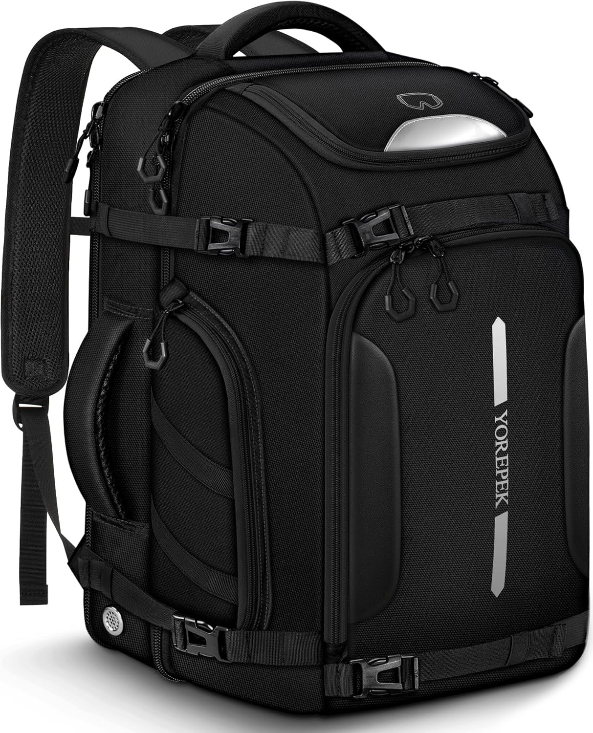 YOREPEK 65L Ski Boot Bag, Waterproof Ski Snowboard Backpack with Clamshell Opening, Separate Compartments for Boots, Helmet, Goggles, Jacket, Pants, Accessories for Adults, Mini Pockets for AirTag - 1