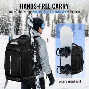 YOREPEK 65L Ski Boot Bag, Waterproof Ski Snowboard Backpack with Clamshell Opening, Separate Compartments for Boots, Helmet, Goggles, Jacket, Pants, Accessories for Adults, Mini Pockets for AirTag - 6