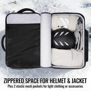 YOREPEK 65L Ski Boot Bag, Waterproof Ski Snowboard Backpack with Clamshell Opening, Separate Compartments for Boots, Helmet, Goggles, Jacket, Pants, Accessories for Adults, Mini Pockets for AirTag - 9