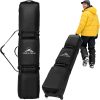 Rolling Ski Bag for Air Travel, Snowboard Bag with Wheels, 900D Extendable 155-185CM Wheeled Ski Bag All-Round Padded Protection, for Snowboard, Double Skis, Boots, Helmet - 1