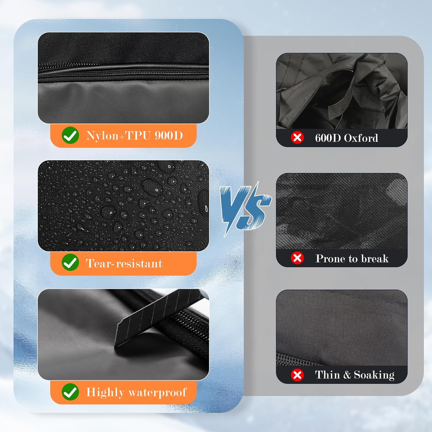 Rolling Ski Bag for Air Travel, Snowboard Bag with Wheels, 900D Extendable 155-185CM Wheeled Ski Bag All-Round Padded Protection, for Snowboard, Double Skis, Boots, Helmet - Image 3