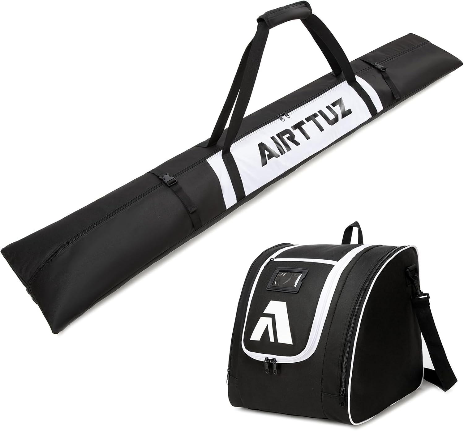 Ski Bag and Boot Bag Combo, Water-Resistant Ski Boot Travel Bag Fit Skis Up to 200 cm & Boots Size 13 With 5mm Foam Ski Gear Bag. - 1