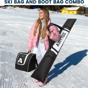 Alternative view of Ski Bag and Boot Bag Combo, Water-Resistant Ski Boot Travel Bag Fit Skis Up to 200 cm & Boots Size 13 With 5mm Foam Ski Gear Bag.