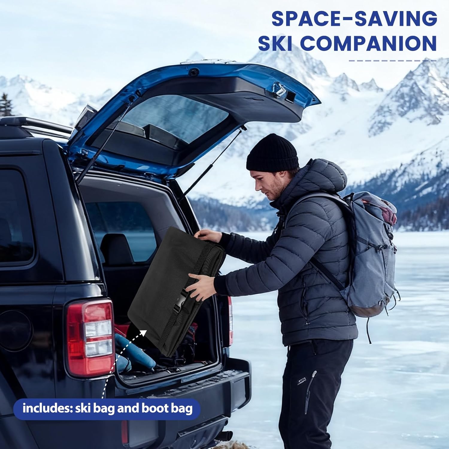 Ski Bag and Boot Bag Combo, Water-Resistant Ski Boot Travel Bag Fit Skis Up to 200 cm & Boots Size 13 With 5mm Foam Ski Gear Bag. - Image 3