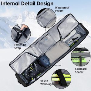 Alternative view of DAFISKY Ski Bags for Air Travel - Ski Bag with Wheels Fit Single Snowboard or Double Skis up to 175 or 190 cm All-Round Padded Protection for Boots, Helmet, Ski Gear