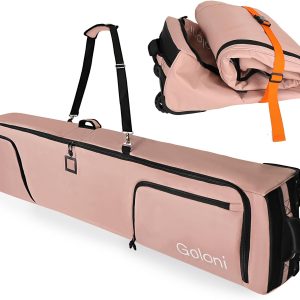 Goloni Ski Bag with Wheels,Padded Snowboard Bag for Air Travel,600D Waterproof Fabric,Foldable Snow Bag Fits 2 Pairs Skis - 1