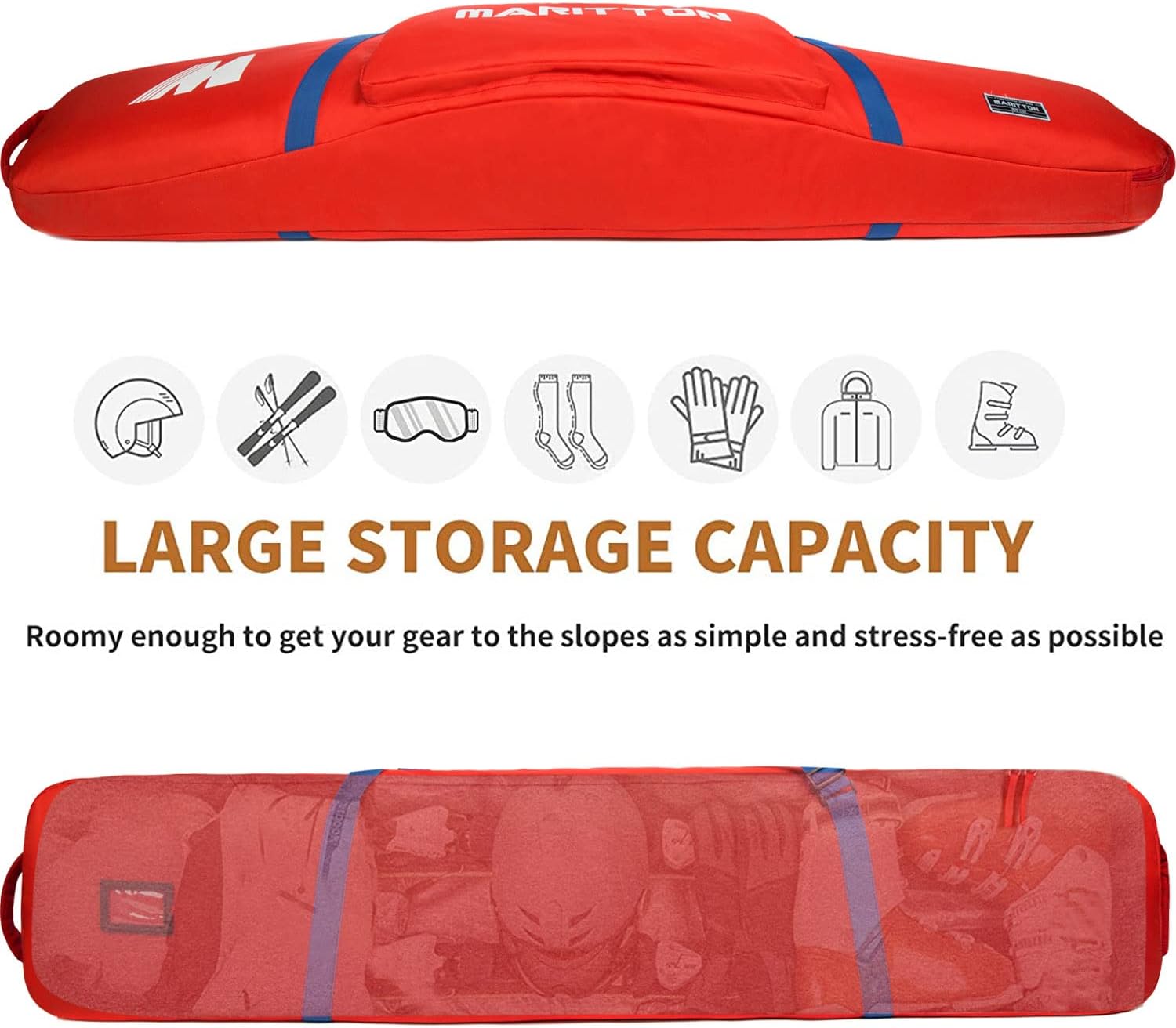 Padded Snowboard Bag- Perfect for Air Plane Travel for Snowboard, Goggles, Gloves, Ski Outdoor Camping,Available Length in 155cm 165cm. - Image 5