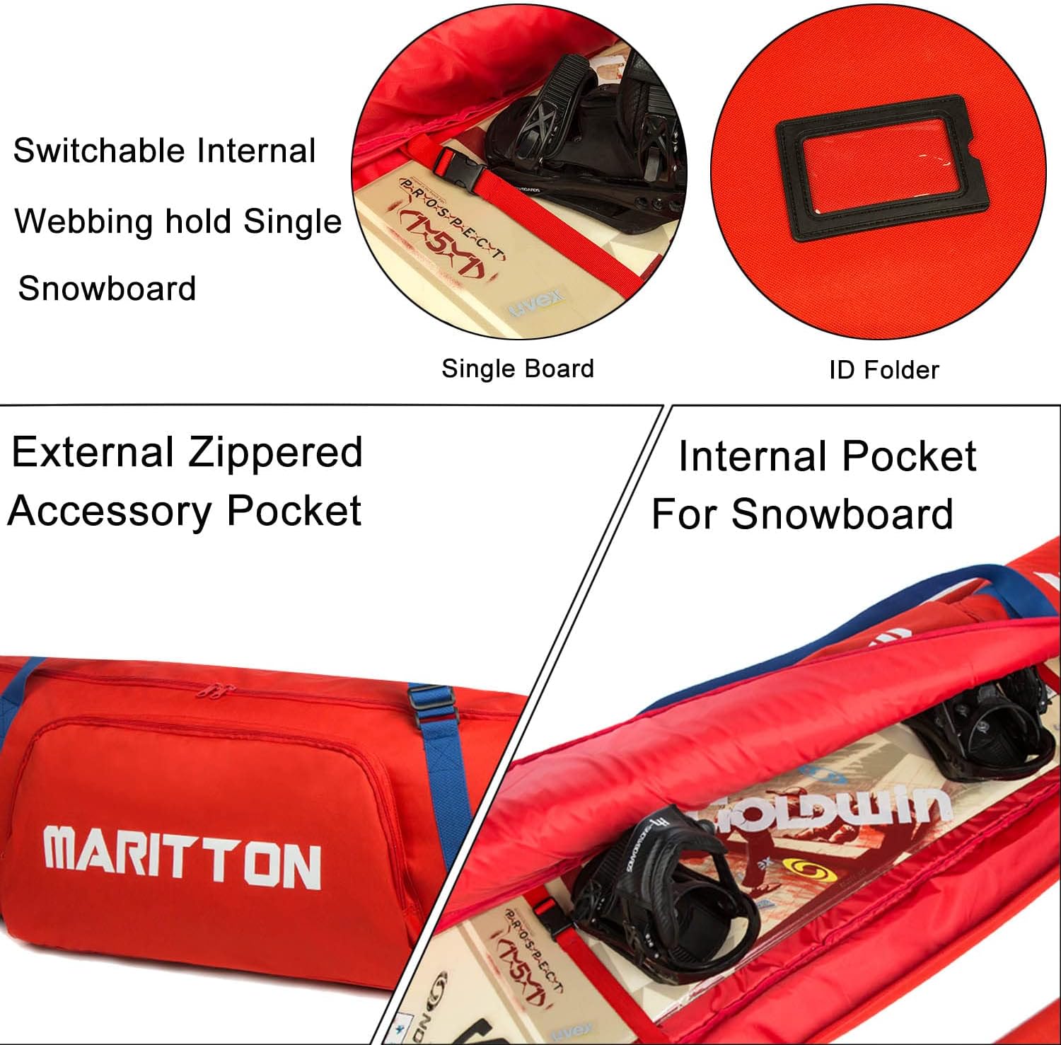 Padded Snowboard Bag- Perfect for Air Plane Travel for Snowboard, Goggles, Gloves, Ski Outdoor Camping,Available Length in 155cm 165cm. - Image 4
