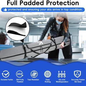 Alternative view of Rolling Ski Bag with Wheels for Air Travel, Padded Double Ski Bag to Hold 2 Pairs of Skis up to 175 or 190 cm.