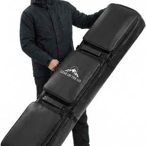 Ski Bag with Wheels, Extendable Snowboard Bag, Waterproof 900D Ski Bags for Air Travel, Padded Snowboard Bag with Backpack & Shoulder Strap - 1