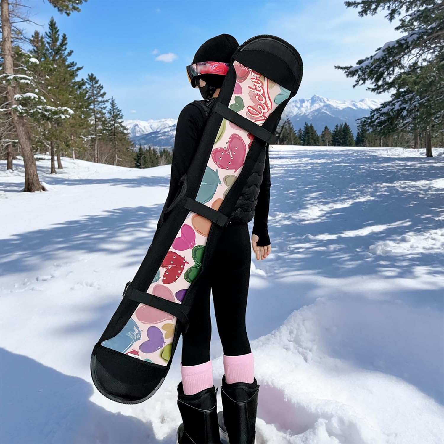 Snowboard Sleeve Cover, Waterproof SBR Rubber Snowboard Covers Sleeve Case, Snowboard Carry Case with Center Handle & Shoulder Strap, 100cm-170cm Full Sizes for Car Trunk Storage - Image 7