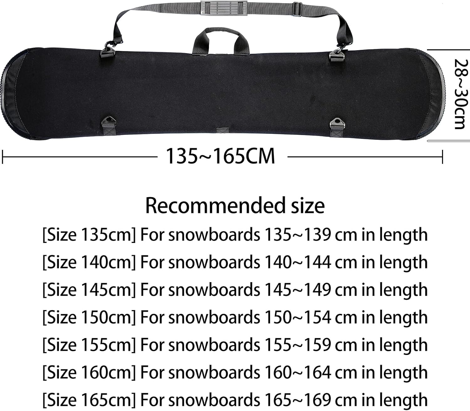 Snowboard Sleeve Cover, Waterproof SBR Rubber Snowboard Covers Sleeve Case, Snowboard Carry Case with Center Handle & Shoulder Strap, 100cm-170cm Full Sizes for Car Trunk Storage - Image 6